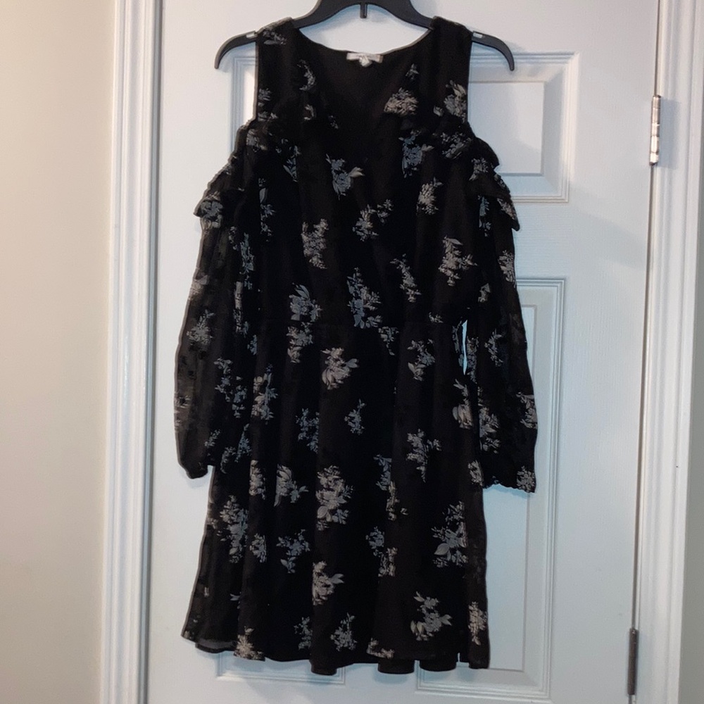 Maurices Black Floral Long Sleeve Dress